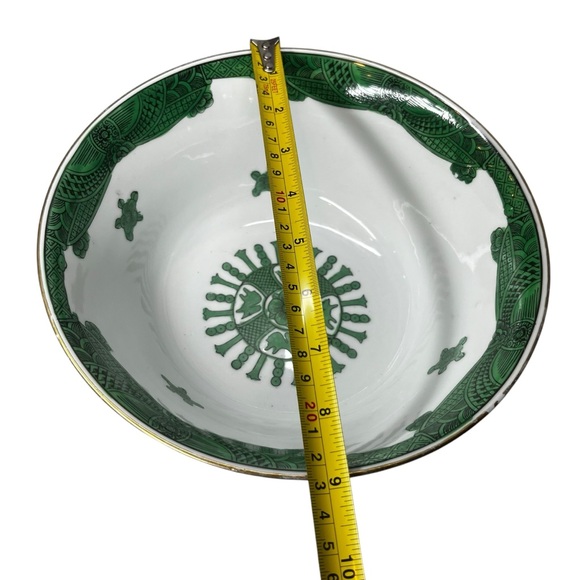 Vintage Gold Imari Serving Bowl Hand Decorated in Green|Gold|White Porcelain - Picture 6 of 12